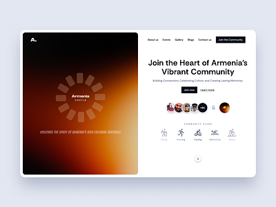 Hero section for a community landing page design gradient hero section minimal ui website