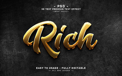 Rich'' Editable PSD Text Effect Style 3d text black gold gold effect golden effect golden rich effect golden text luxury new gold rich 3d text effect rich effect rich gold text efect rich text rich typo