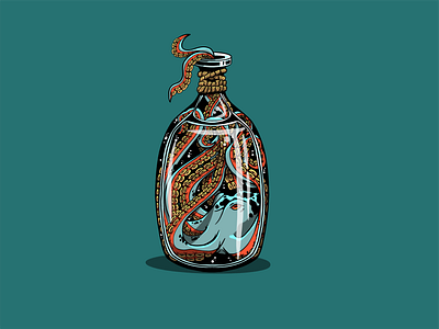 Bottled up apparel design bottle branding calligraphy calligraphy ink custom hand drawn custom illustration glass bottle hand drawn illustration ink octopus octopus in a bottle tattoo