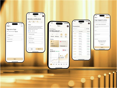 Fintech gold investment trading app UX/UI app design ewallet finance fintech gold balance gold chart gold wallet help centre investment ios kyc mobile app sign in tokenization trading transactions ui wallet