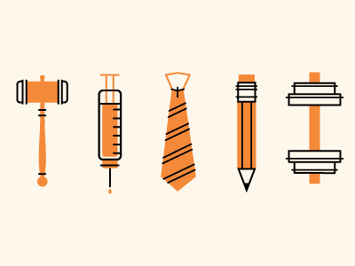 Orange Icons gavel icons infographic pencil shot tie weight