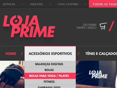 Loja Prime art direction design drop down navegation ui ux webdesign