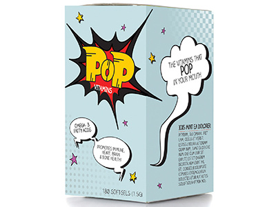 Pop Vitamins comics illustration nutrition packaging print typography