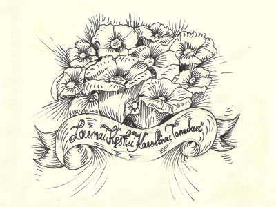Flowers black dedication drawing graphic illustration old school pen pencil sketch vintage