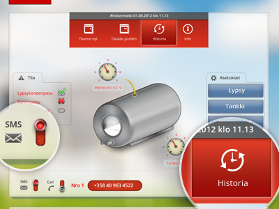 UI for temperature monitoring blue dairy milk monitoring red ui