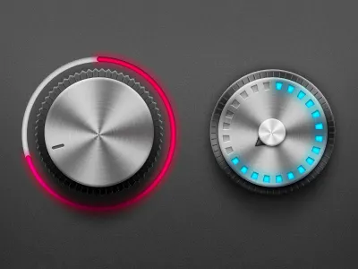 Metal knobs circle gui knob lights metal progression ui volume