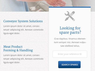 Spare parts UI blue grey sidebar ux