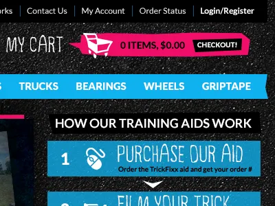 Skate Store dark nav skateboard web design