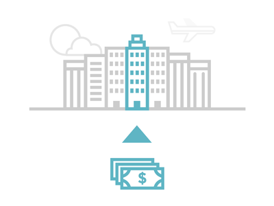 Business building business icons infographic money plane sky sun