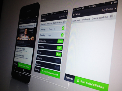 GYMApp Internal a team active buttons dark exercise grunge hover iphone statistics stats story board process weekly workout