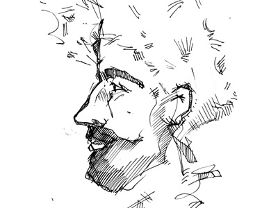 Sketch Man44 face man pen and ink sketch