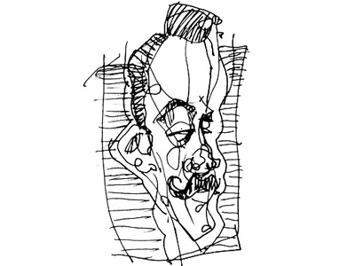 Sketch Man43 face man pen and ink sketch