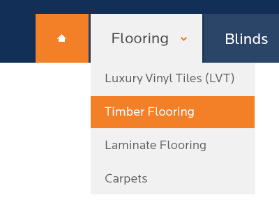 Navigation 2 blue clean flat flat design flooring frequency is menu navigation orange simple simple design south wales ui design uk wales website design