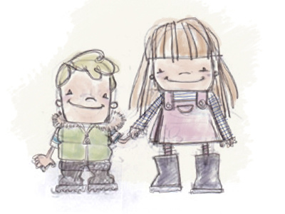 little people character illustration pencil sketch