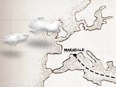 Cruise Route antique clouds europe map marseille texture vintage