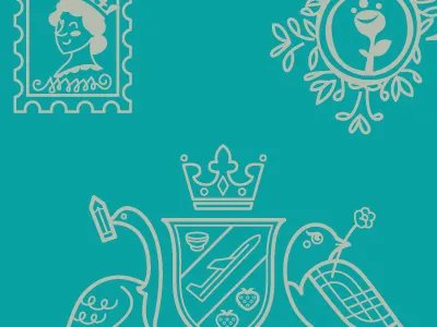 Pattern bird coat of arms crown frame stamp