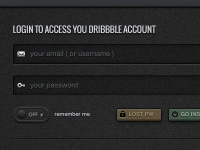 Unofficial Dribbble App app application black blue dark desktop dribbble gray ios iphone login modern osx pink stitched switch texture twitter