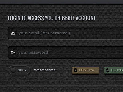 Unofficial Dribbble App app application black blue dark desktop dribbble gray ios iphone login modern osx pink stitched switch texture twitter