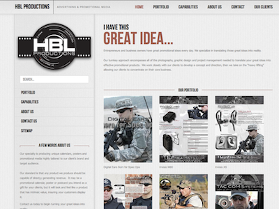 HBL Productions portfolio tactical website