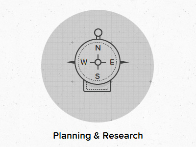 Planning and research compass grey grid iconography
