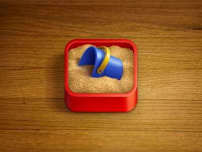 Sandbox blue icon illustration red sand sandbox sandpit toys yellow