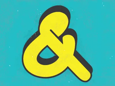 And ampersand drop shadow teal texture type yellow