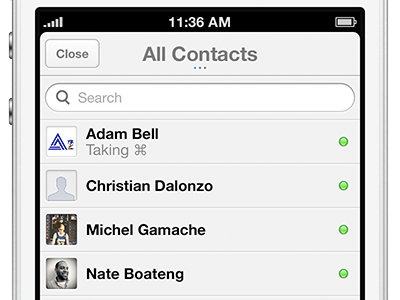 Chat Contact List aim apple chat contacts ios iphone list messages ui