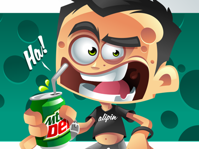 ha! cartoon illustration mascot mtdew vector