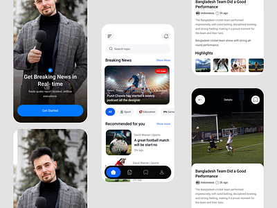 Football News Mobile App bulletin clean design feed football news minimal mobile mobile design neat news news app newsfeed newslatter newspaper read reading social app ui ux