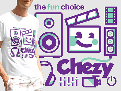 Chezy - Print and Web Branding audio branding cartoon clothing film graphics icon design icons illustration logo design mascot merch movie print retro social media swag tshirt tv video