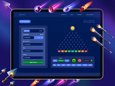 Plinko Game | Casino Website bets design betting betting app casino casino game casino home page casino website crash crash game crypto crypto casino gambling gambling online online casino plinko game purple casino sport bets ui ux vonline casino