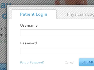 Login (for your health) blue grey input login ui website white