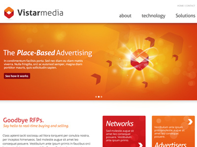 Vistar Media box orange red ui vistar media web website