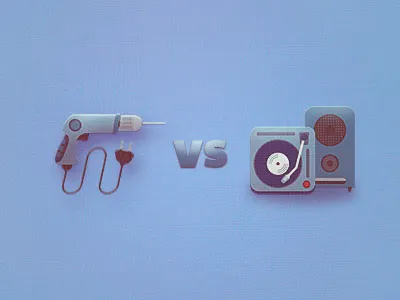 Drill VS Gramophone blue design fun graphic icon icons illustrator photoshop texture web