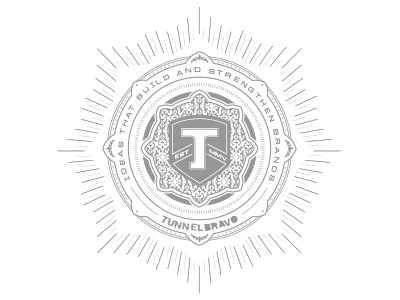 TunnelBravo Seal agency arizona badge branding design detailed gilbert identity intricate logo mantra ornament rays rebrand seal self promo star starburst tagline tunnelbravo typography