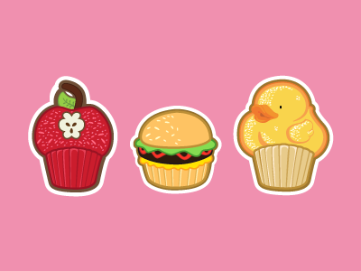 CCS • Sabores Espeaciales apple burger cupcakes duck vector