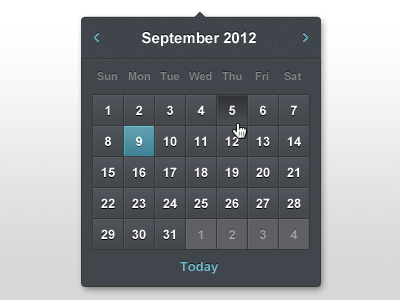 Date Picker dark calendar dark ui date date picker day month today widget year