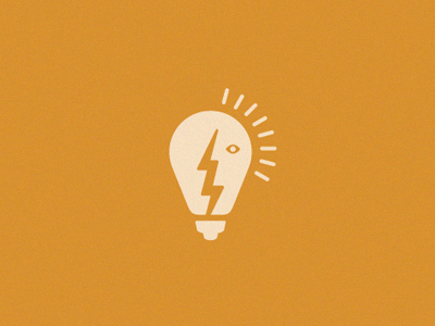 Think (Again) glow gold idea lecture lightbulb logo orange student think