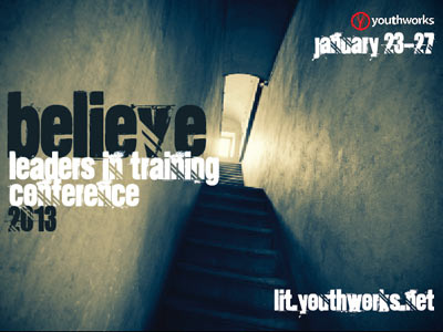 Leaders in Training Postcard believe grunge light moody youthworks