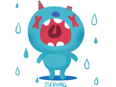 Crying. character digital illustrationg monster ssebong