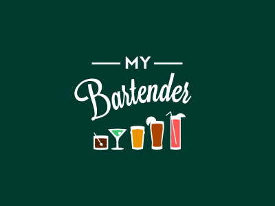 My Bartender alcohol ap app bar bars bartender beer brand branding cocktail drink drink tuxedo black white icon identity lemon logo martiti olive orange rating reception straw tumbler wine