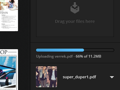 Sidebar dark drag drop dropdown pdf progress publications sidebar upload