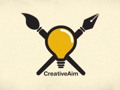 Creativeaim logo brush bulb light bulb and pen logo pen