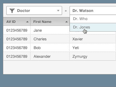 Filter By Doctor2 drop down filter medical records sorting table