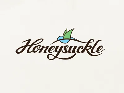Honeysuckle Logo revise custom lettering hand drawn honeysuckle hummingbird texture type typography vector