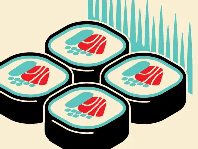 Isometric Tuna Roll alan defibaugh isometric sushi vector