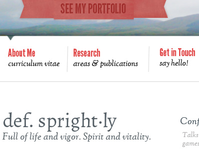 Site Design Nav league gothic navigation portfolio sorts mill goudy texture typography web