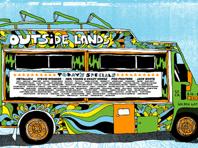 outside lands ca food truck illustration merch poster screenprint sf