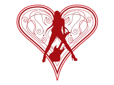 Heart girl heart illustration logo pinstripe