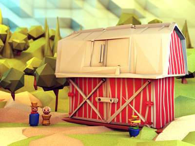 Fisher-Price [WIP #2] 3d barn c4d cinema 4d farm fisher price land landscape little people low poly lowpoly model people render scene